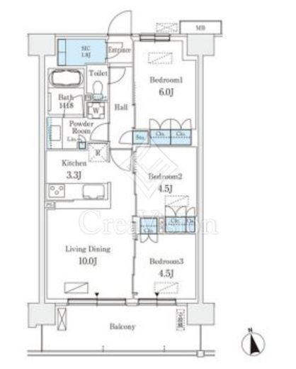 スカイグランデ津田沼　612号室　間取り