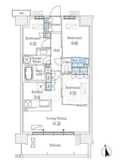 スカイグランデ津田沼　613号室　間取り