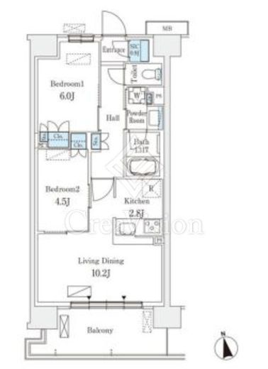 スカイグランデ津田沼　614号室　間取り