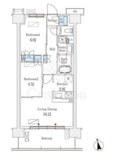 スカイグランデ津田沼　616号室　間取り