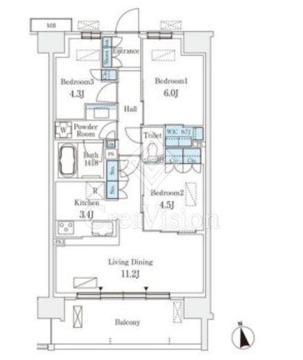 スカイグランデ津田沼　912号室　間取り
