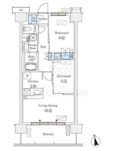 スカイグランデ津田沼　916号室　間取り