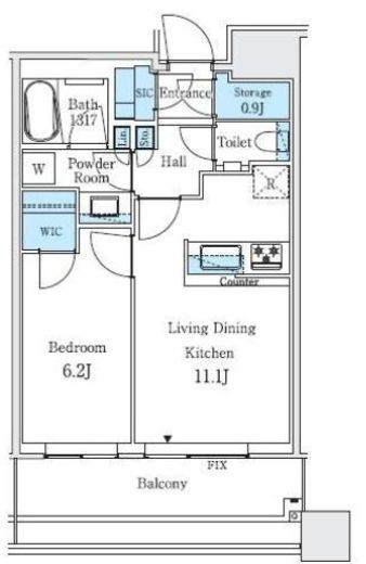 パークシティ武蔵小杉ザガーデンタワーズウエスト　2106号室　間取り