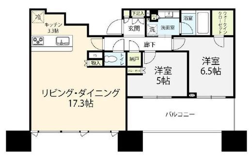 シティタワー武蔵小杉　21F1号室　間取り