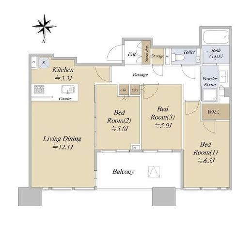 シティタワー武蔵小杉　31F1号室　間取り