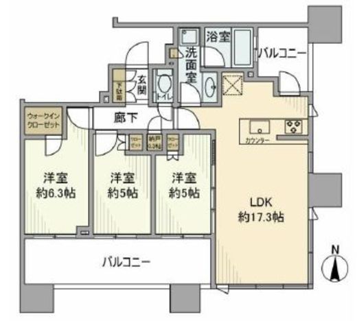 シティタワー武蔵小杉　608号室　間取り