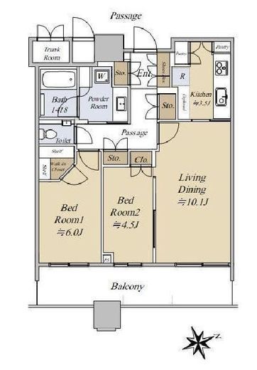 パークシティ武蔵小杉ザ・グランドウイングタワー　34F1号室　間取り