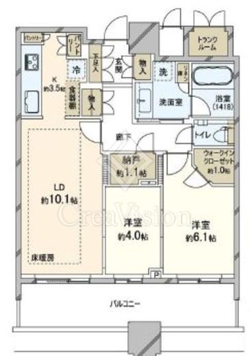 パークシティ武蔵小杉ザ・グランドウイングタワー　3605号室　間取り