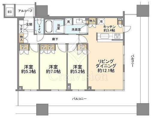 エクラスタワー武蔵小杉　1204号室　間取り