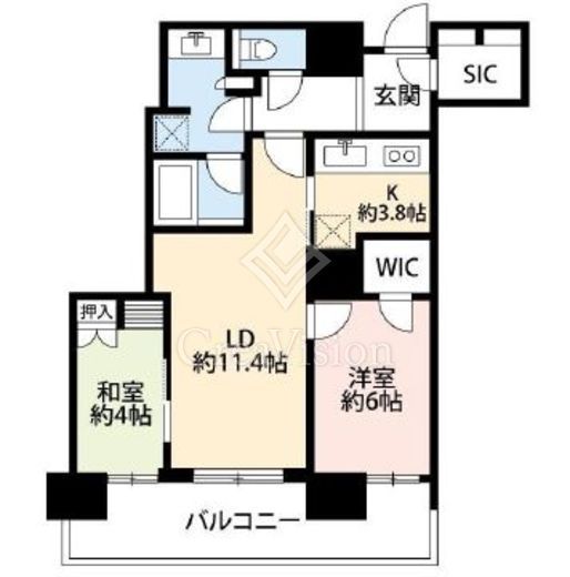 パークシティ武蔵小杉　ミッドスカイタワー　1803号室　間取り