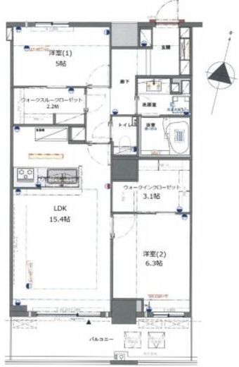 THE KOSUGI TOWER　4513号室　間取り