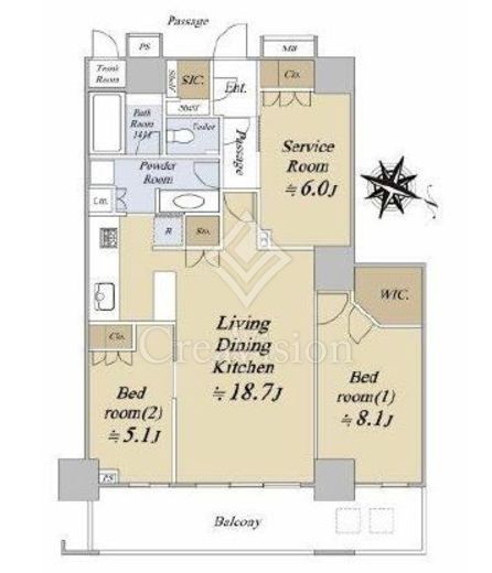 THE KOSUGI TOWER　1712号室　間取り