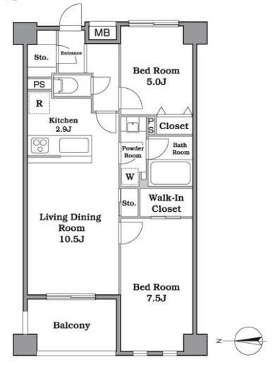 レジディア武蔵小杉　202号室　間取り