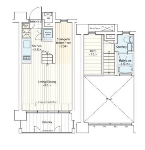 ドゥーエ新丸子　205号室　間取り