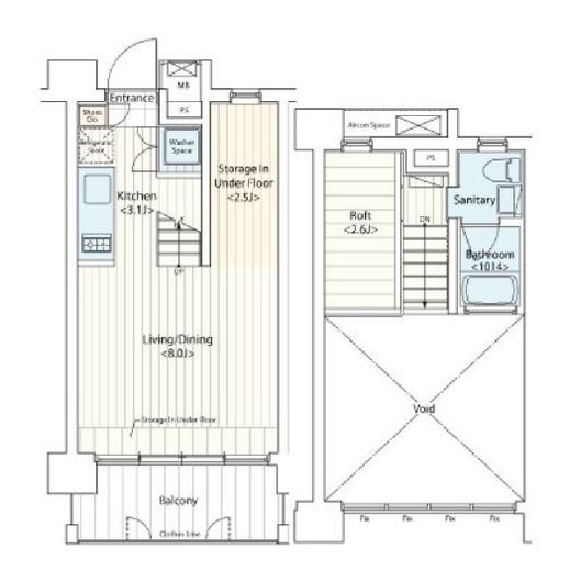 ドゥーエ新丸子　401号室　間取り