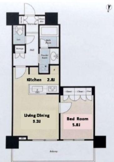 リエトコート武蔵小杉 ザ・クラッシィタワー　1401号室　間取り