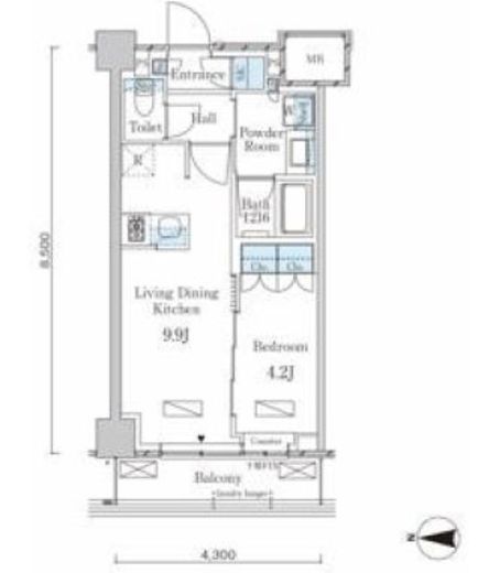 ラティエラ武蔵小杉　412号室　間取り