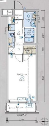 エステムコート元住吉　3F1号室　間取り