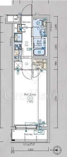 エステムコート元住吉　2F2号室　間取り