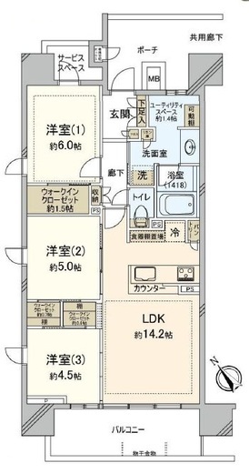 パークホームズ登戸ステーションアヴェニュー　1101号室　間取り