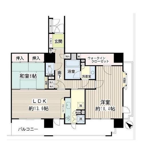 イクス川崎ザ・タワー　13F2号室　間取り