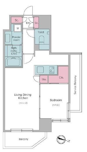 ドゥーエ二子新地　414号室　間取り