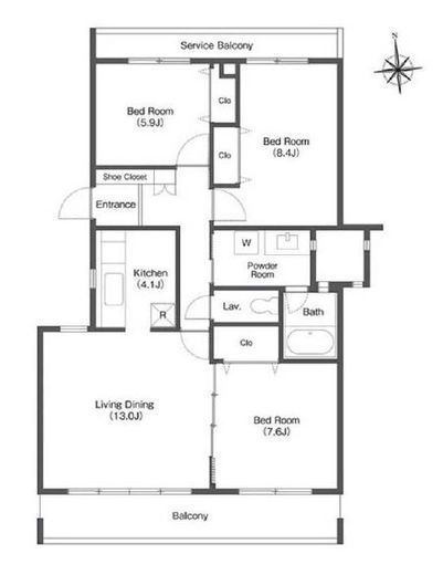 コンフォリア鷺沼三丁目　102号室　間取り