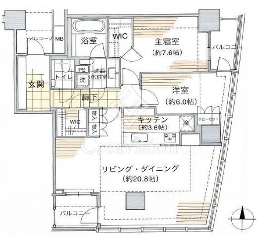 クレッセント川崎タワー　2701号室　間取り