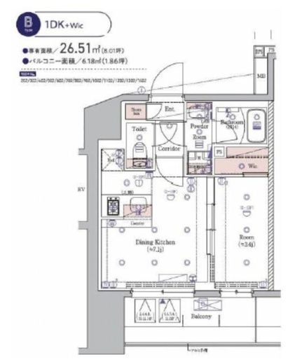 SYFORME KAWASAKI（シーフォルム川崎）　1002号室　間取り