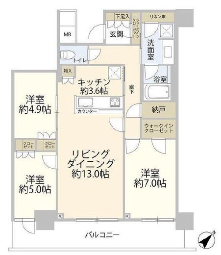 リヴァリエ　A22F1号室　間取り