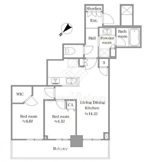 リヴァリエ　B21F1号室　間取り