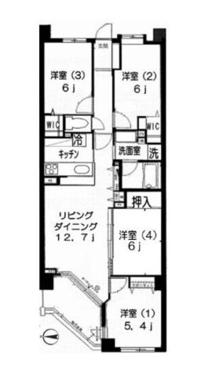 コスモ・ザ・ガーデン二子多摩川　223号室　間取り
