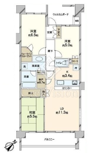 パークホームズ向ヶ丘遊園ステーションアリーナ　210号室　間取り