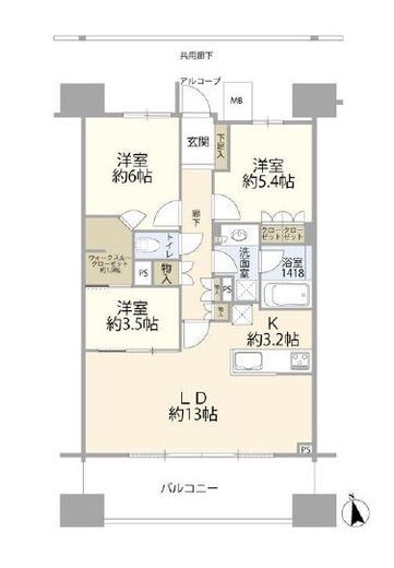 カワサキ・ミッドマークタワー　14F1号室　間取り