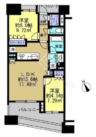 カワサキ・ミッドマークタワー　607号室　間取り