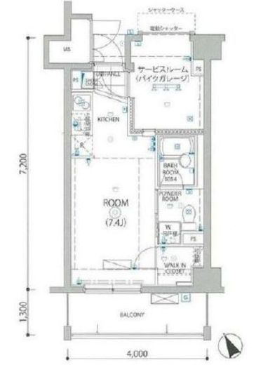 レグラス武蔵新城モーターガラージュ　3F1号室　間取り