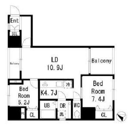 溝口レジデンス　809号室　間取り