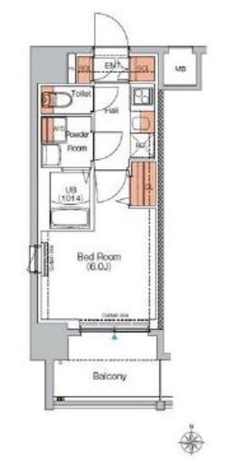 エストゥルース武蔵小杉 (EsTRUTH MUSASHI-KOSUGI)　404号室　間取り