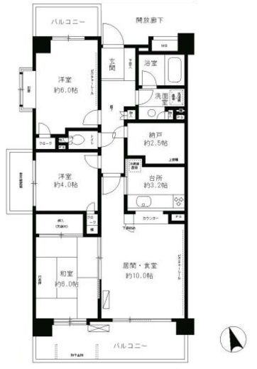 鷺沼パークホームズウエストコート　206号室　間取り
