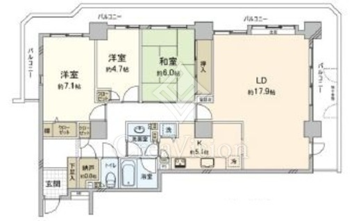 パークシティ新川崎　D1501号室　間取り