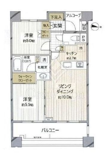 アールブラン二子多摩川レジデンス　511号室　間取り