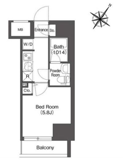 スタイリオフィット溝の口　304号室　間取り