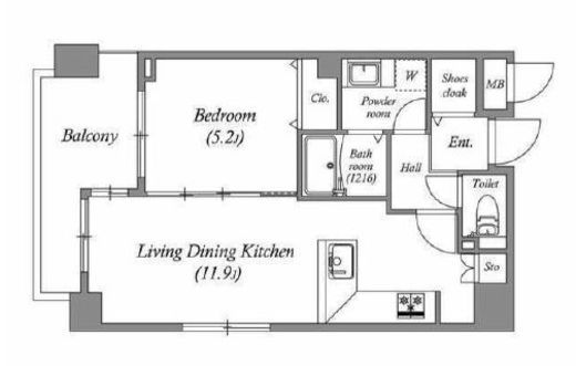 白金台アパートメント　402号室　間取り