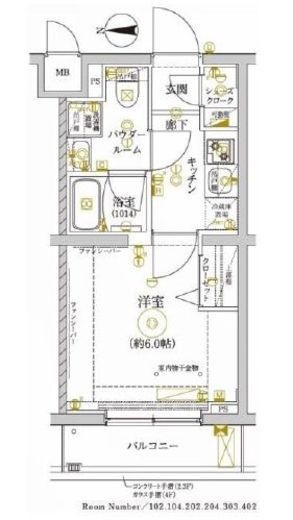 レアライズ新丸子Ⅱ　102号室　間取り