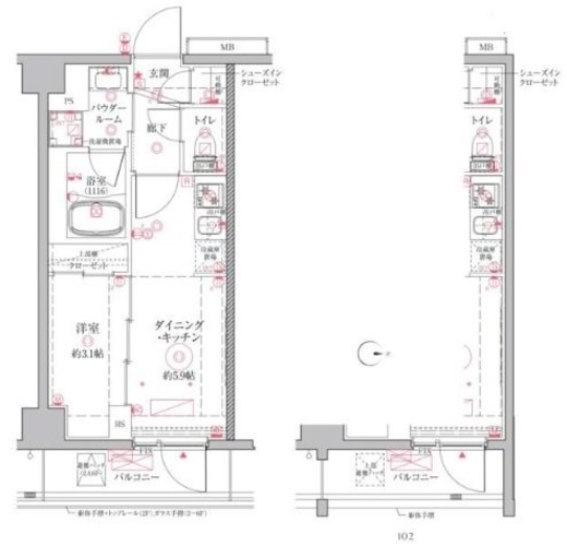 クレイシアIDZ二子新地　603号室　間取り