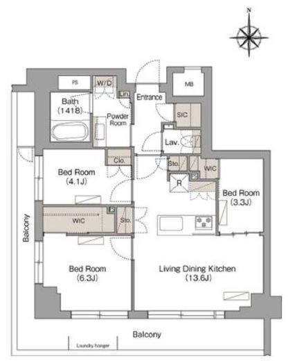ヴェール・クレール武蔵小杉　401号室　間取り