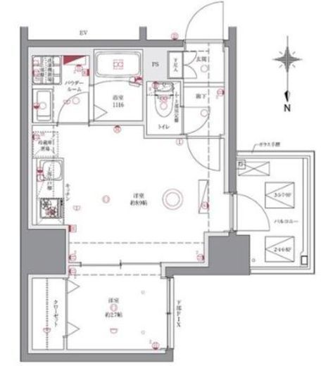 AZEST武蔵小杉　801号室　間取り