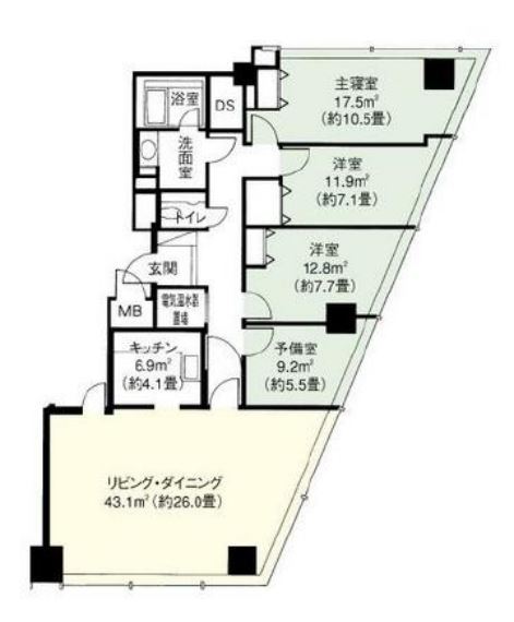ニチレイ東銀座レジデンス　1801号室　間取り