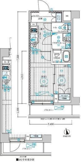 ブライズ宮崎台　404号室　間取り