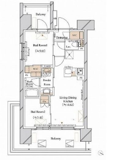 ブランシエスタ新丸子リバーフロント　1001号室　間取り